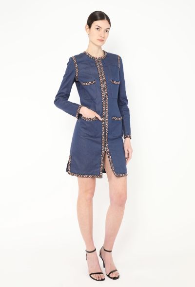 Chanel F/W 2004 Embroidered Trim Denim Dress - 1