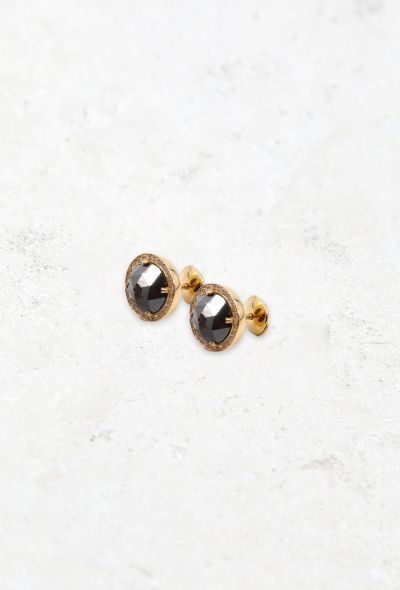 Vintage & Antique 18k Pink Gold & Black Diamond Studs - 2