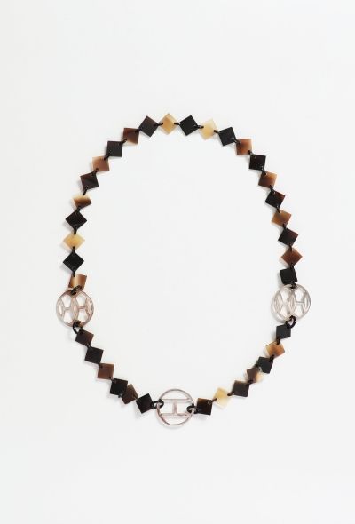 Hermès 'Lena' Lacquered Horn Necklace - silver medallion - 1