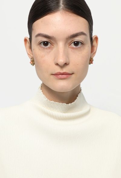 Vintage Fine Jewelry 18k Yellow Gold, Diamond & Coral Earrings - 2