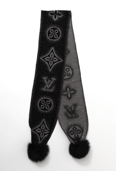 Louis Vuitton Monogram Cashmere Fur Trim Scarf - 1
