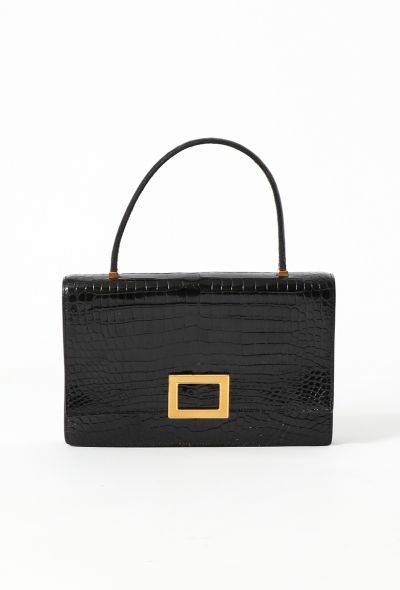 Hermès '60s Black Porosus Egée Bag - 1