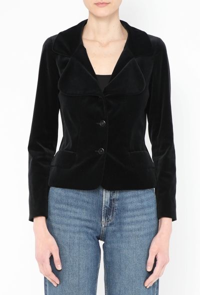 Chanel F/W 2005 Notched Velvet 'CC' Blazer - 1