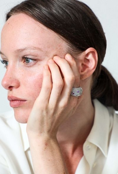 Vintage Fine Jewelry Mathon 18K Gold Chalcedony Ring - 2