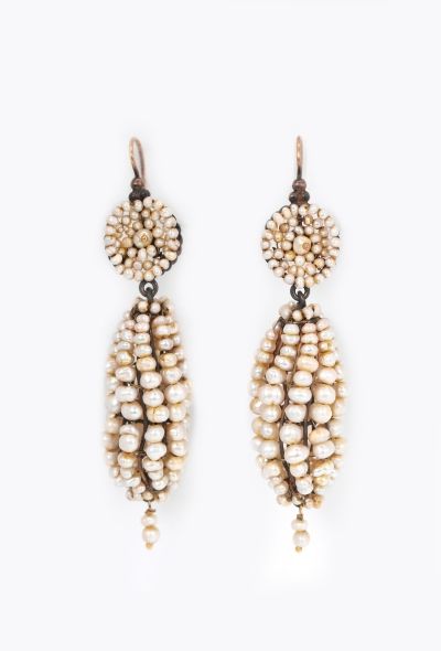 Vintage Fine Jewelry Antique 9K Gold & Pearls Earrings - 1