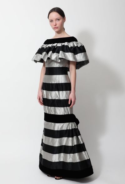 Oscar De La Renta Satin & Velvet Flamenco Gown - 1