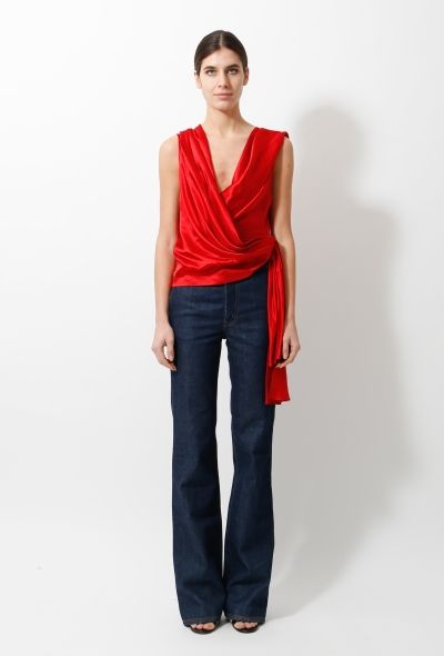 Saint Laurent Vintage V Draped Silk Top - 1