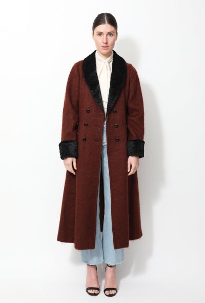 Guy Laroche Mohair Velvet Trim Coat - 2