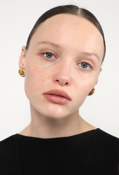 Vintage Fine Jewelry 18k Yellow Gold Braided Clip Earrings - 2