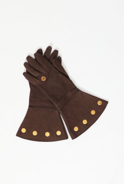 Hermès Coin Wide-Cuff Suede Gloves - 1