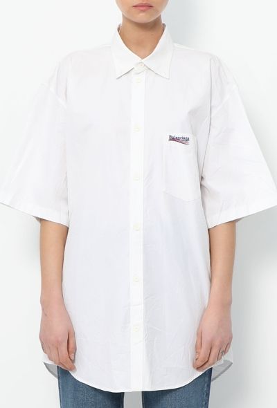 Balenciaga Cotton Embroidered Logo Shirt - 1