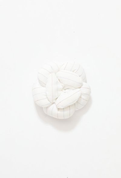 Chanel Pinstripe Camélia Cotton Brooch - 1