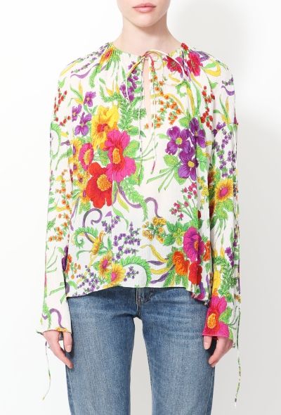 Balenciaga 2017 Floral Silk Peasant Blouse - 1