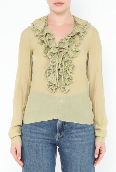 Gucci 2002 Frayed Ruffle Blouse - 1