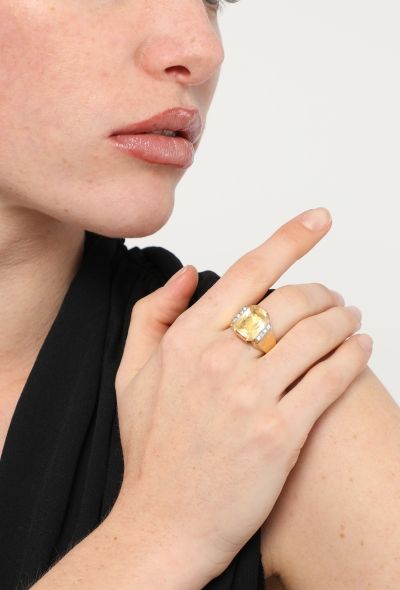 Vintage Fine Jewelry 18k Gold, Diamond & Citrine Ring - 2