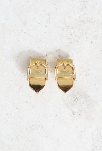 Dior Metallic 'D' Belt Clip Earrings - 1