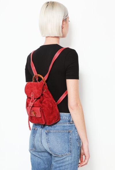 Gucci '90s Suede Bamboo Backpack - 2