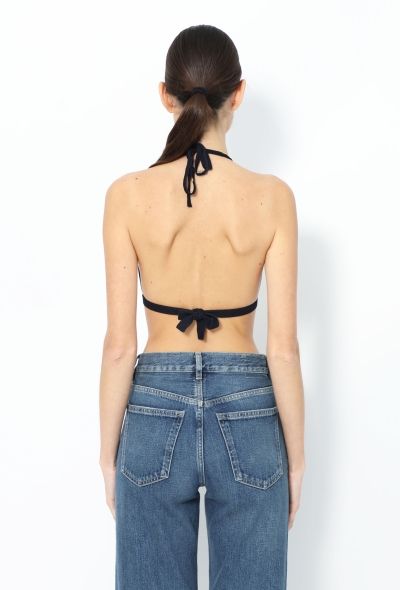 Chanel 1995 Navy Ribbed Bralette - 2