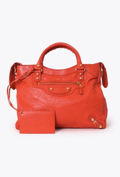 Balenciaga Orange Lambskin Velo Bag - 1