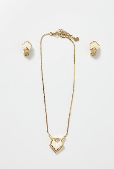 Dior '80s Strass Chevron Necklace & Earring Set - 1