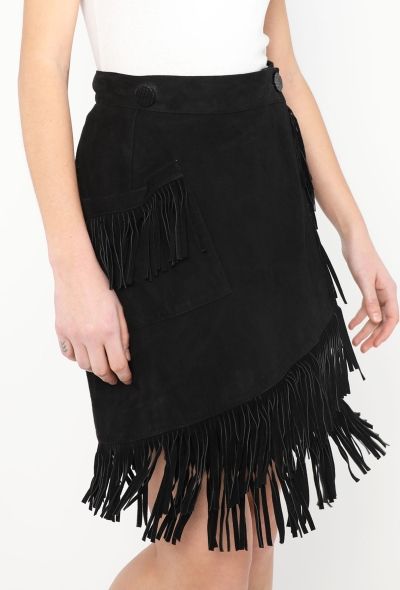 Saint Laurent 1992 Suede Fringe Skirt - 1