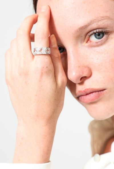 Vintage Fine Jewelry Mathon 18K Gold Moonstone & Diamond Ring - 2