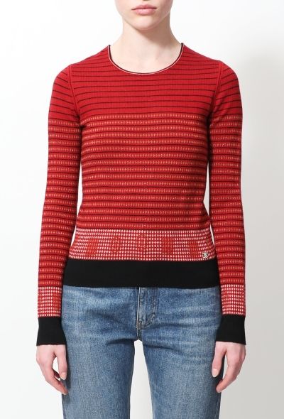 Chanel Metallic Striped 'CC' Knit Pullover - 1