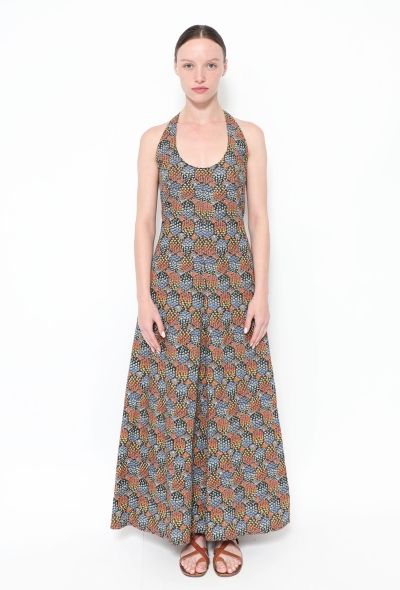 Exquisite Vintage Floral Cotton Halter Dress - 1