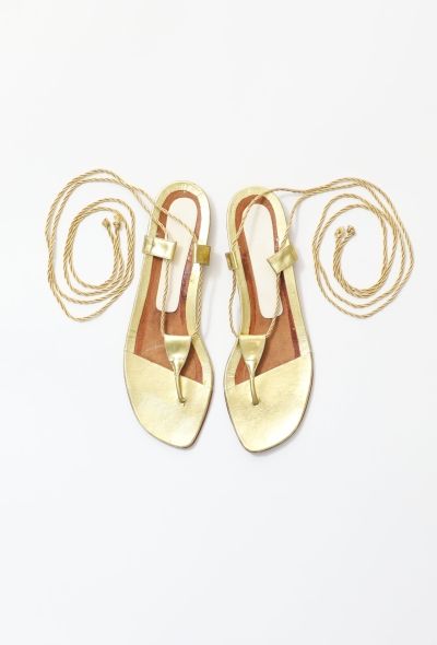 Manolo Blahnik Metallic Lace-Up Sandals - 1