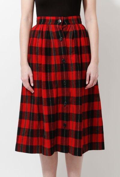 Saint Laurent 70s Plaid Wool Skirt - 2