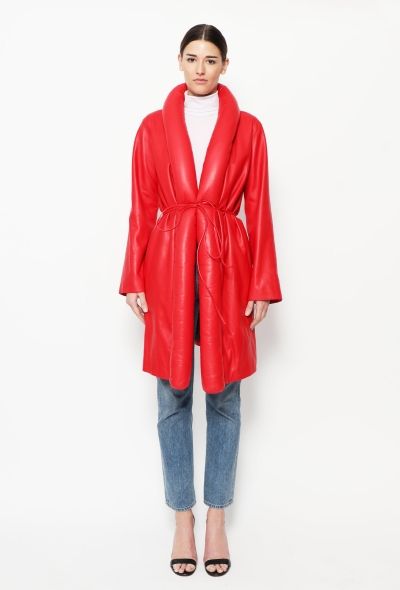 Loewe Belted Leather Puffer Coat - 1