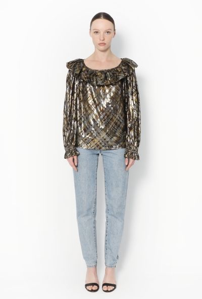 Saint Laurent Vintage Metallic Ruffled Blouse - 2