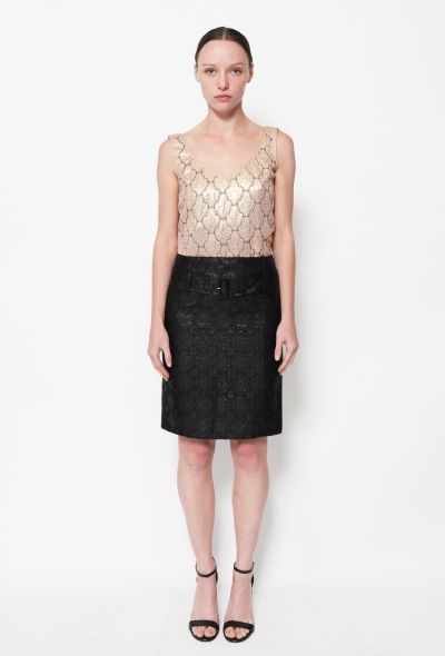 Prada S/S 2002 Brocade Belted Skirt - 1