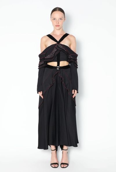 Proenza Schouler S/S 2016 Ruffled Velvet Halter Dress - 1