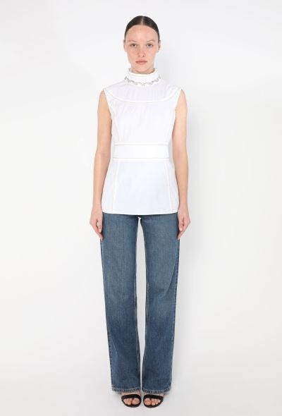 Prada Embellished Trim Cotton Top - 2