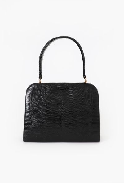 '60s Black Lizard Top Handle Bag - 1