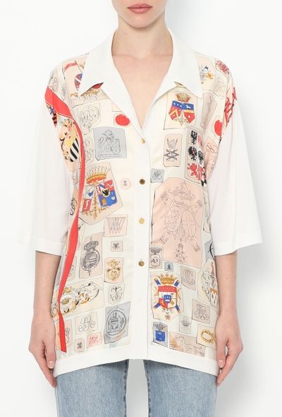 Hermès Vintage 'Numbers and Monograms' Silk Top - 1