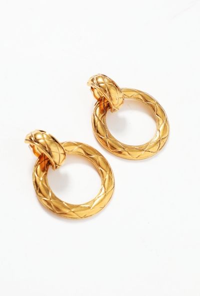 Chanel Vintage Quilted Hoop Earrings - 2