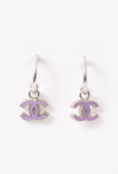 Chanel Enamel Pendant Hoop Earrings - 1