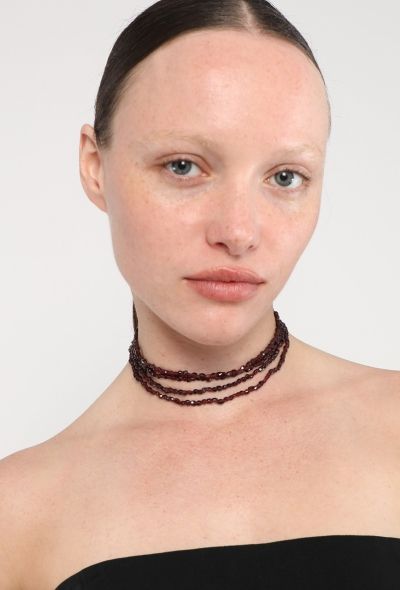 Vintage Fine Jewelry 18k Yellow Gold & Almandine Choker Necklace - 1