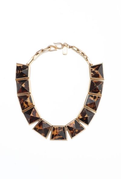 Saint Laurent Vintage Tortoise Pattern Necklace & Earrings - 2