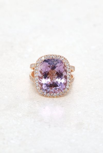 Vintage Fine Jewelry 18k Rose Gold, Diamond & Amethyst Ring - 1
