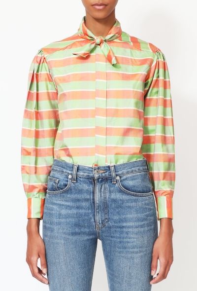 Exquisite Vintage Kenzo '70s Taffeta Lavallière Blouse - 2