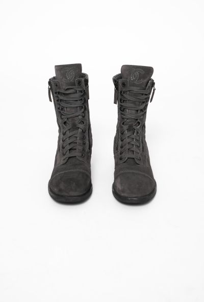 Chanel Suede 'CC' Combat Boots - 2