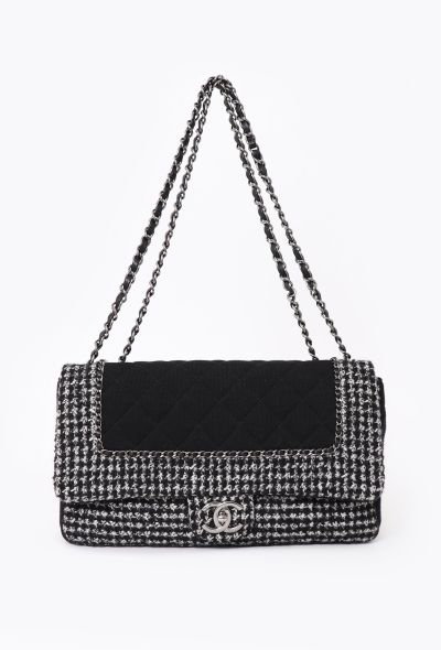 Chanel Houndstooth Tweed & Jersey Flap Bag - 1