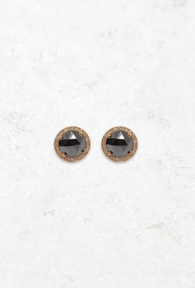 Vintage & Antique 18k Pink Gold & Black Diamond Studs - 1