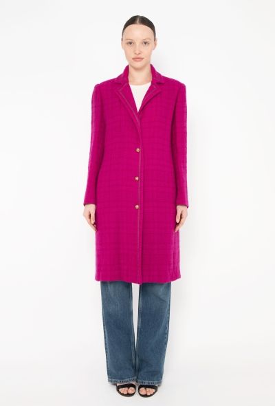 Chanel RARE '70s Fuscia Tweed Camélia Coat - 2