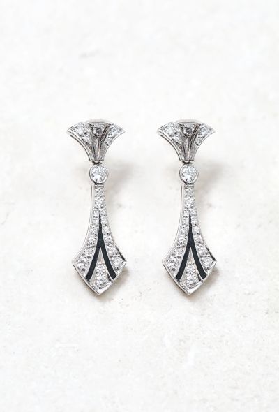 Vintage & Antique Art Deco 18k Gold & Diamond Pendant Earrings - 1