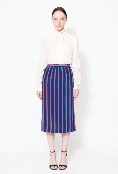 Céline Vintage Striped High-Waisted Silk Skirt - 1