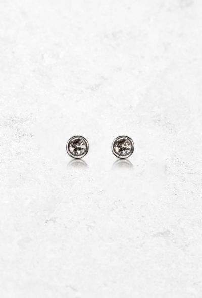 Vintage Fine Jewelry 18k White Gold & Round Diamond Studs - 1